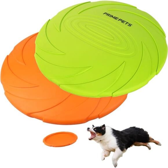 Dog Flying Disc, 2 Pack, 7 Inch, Durable Dog Toys, Nature Rubber Floating Flying - Picture 1 of 7